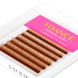 TDANCE Light Brown Bottom Lash Extension 0.03/0.05/0.07mm Thickness B Curl 5-7mm Mixed Eyelashes (Light Brown, 0.07-B, 5-7 mm)