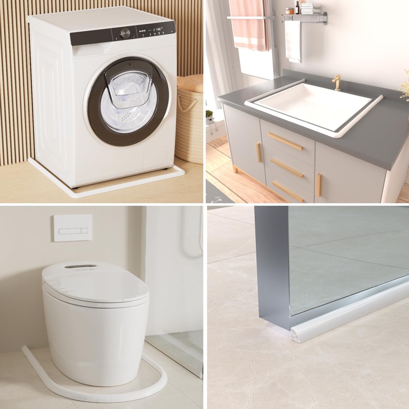 Quarter Circle Shower Barrier Water Stopper (1m, Clear Triangles)