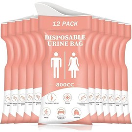 Disposable Urine Bag, 12/24 PCS Pee Bags for Travel for Women/Men, 800ML Emergency Portable Urinal Bag and Vomit Bags, Unisex Urinal Bag for Camping, Traffic Jams, Pregnant, Patient, Kids - Color: Pink-12