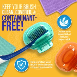GuruNanda Brush Pods - Toothbrush Cover for Manual & Electric Toothbrush, Keeps Toothbrush Fresh & Clean, Travel Accessories with Natural Essential Oil Vapors, 4 Pack