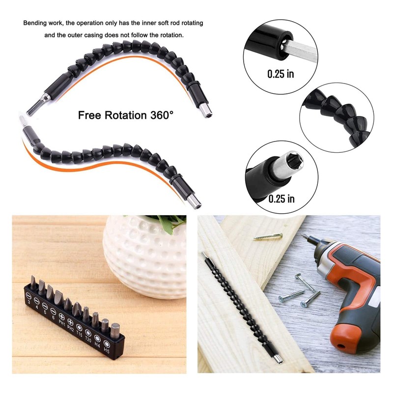 YIOYULEN Flexible Drill Bit Extension, Bendable Drill Extension11.6inch, Manual 90°