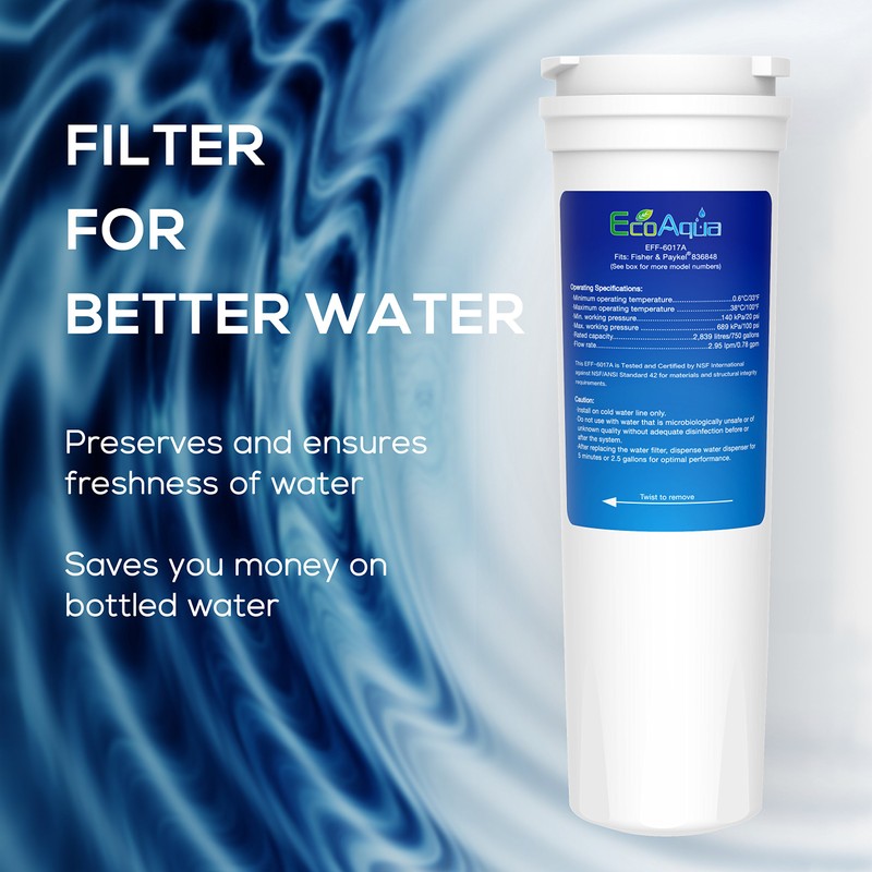 EcoAqua EFF-6017A Ice & Water Refrigerator Filter to fit Fisher