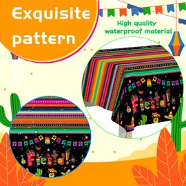 Mexican Fiesta Party Tablecloth, 3pcs Cinco de Mayo Table Covers & Cinco de Mayo Fiesta Tablecloth, for Mexican Fiesta Party Decorations