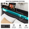 VERFARM Full Bed Frame with LED Lights Storage Upholstered Headboard