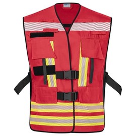 PACOTEX NEO Functional Vest for Labelling Emergency Personnel with Segmented Reflective Strips Yellow/Silver/Yellow, red