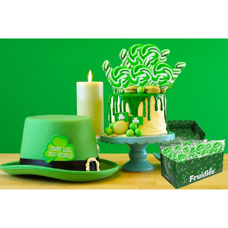 Fruidles St. Patrick's Day Swirl Lollipops, Party Favor Box, Individually