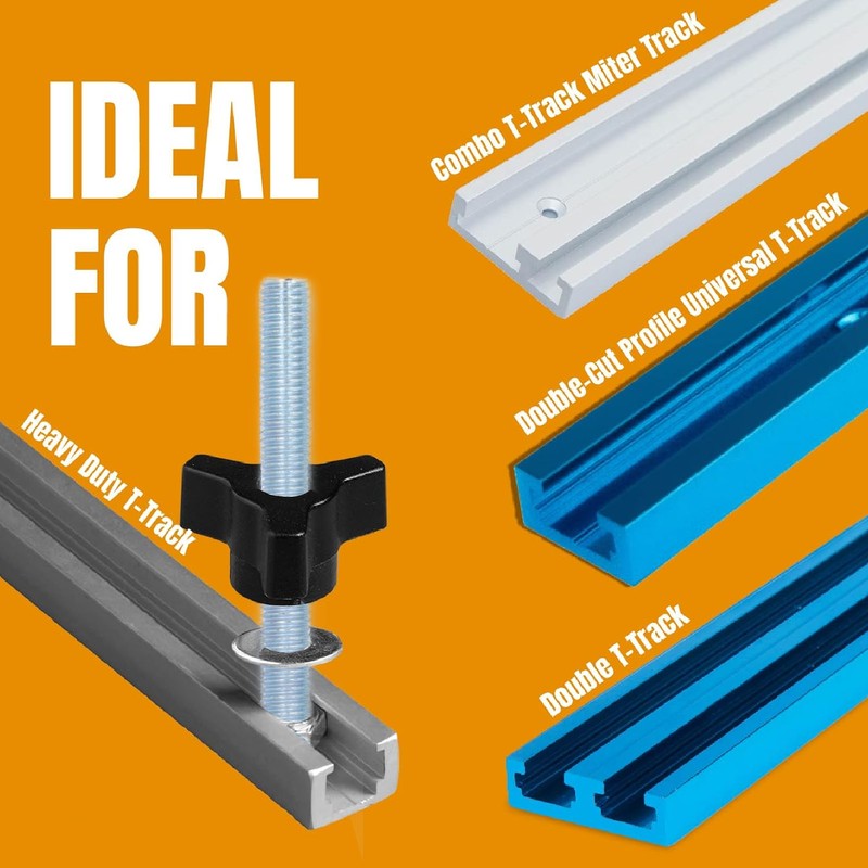 10 Sets T Track Knobs Stainless Steel M8x100mm Threaded Bolt