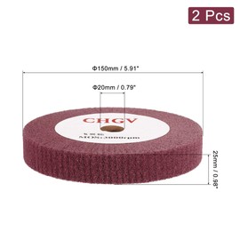 sourcing map 2pcs 150x25x20mm 320 Grit Non-Woven Polishing Burnishing Wheel Nylon Wire Drawing Abrasive Flap Wheel for Surface Treatment Stainless Steel Copper Aluminum Red