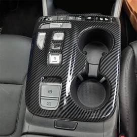 ruihe Carbon Fiber Pattern Car Gear Shift Knob Console Panel Trims Cup Holder Frame Cover Compatible with Fit for Hyundai Tucson 2022 2023 2024 2025