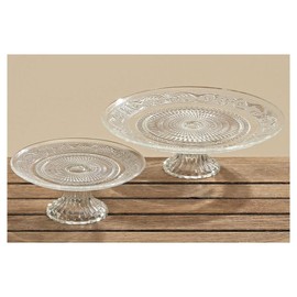 Boltze Tortenplatte Relief (ø 18 cm, für kleine Torten / Gebäck geeignet, Glas mit Muster, Klarglas) 5381600