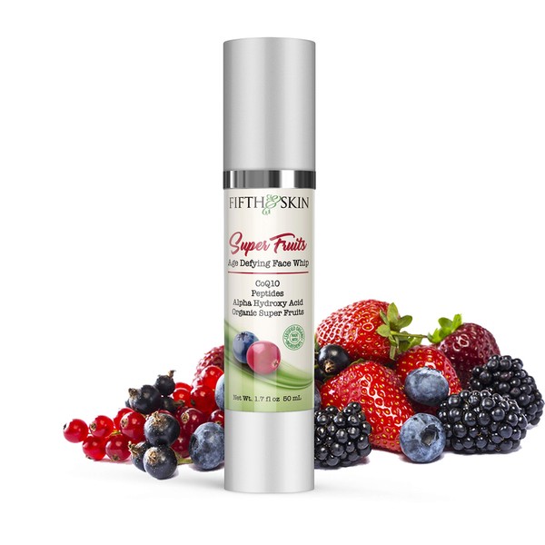 Fifth & Skin Super Fruits Age Defying FACE CREAM - Face Whip (2 oz.) Natural, Organic, Moisturizer for Oily Skin, Dry Skin, Sensitive Skin – Vitamin C & Peptides, Fine Lines, Firming, Helps Fade Age Spots for Younger Looking Skin!