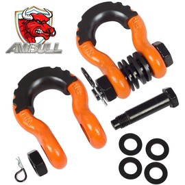 AMBULL Shackles 3/4 Inch D Ring Shackle (2 Pack) 45,000lb Break Strength with 7/8 Inch Pin, Isolator and Washer Kits for Use with Tow Strap, Winch, Off-Road Jeep Truck Vehicle Recovery, Orange