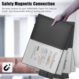 HUKWIMO Magnetic Tablet Case Compatible with Remarkable Paper Pro Move 7.3 Inch, Slim Folio Smart Cover with Pen Holder, PU Leather Protective Case with Auto Sleep/Wake,Black