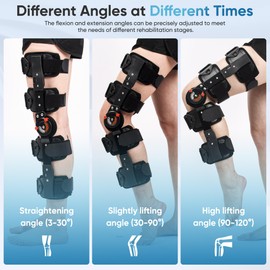 Dnogjo Hinged Knee Brace for Women&Men, Knee Brace with Side Stabilizers Provides Elastic Support, Knee brace for Meniscus Tearcan Improve Mobility and Relieve Pain, Reduce Knee Pressure（Black）