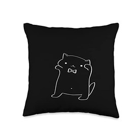 Dancer Cat Dance Music Disco Kitten Gift Funny Dancing Bow Tie | Meme Disco Music Party Cat Throw Pillow, 16x16, Multicolor
