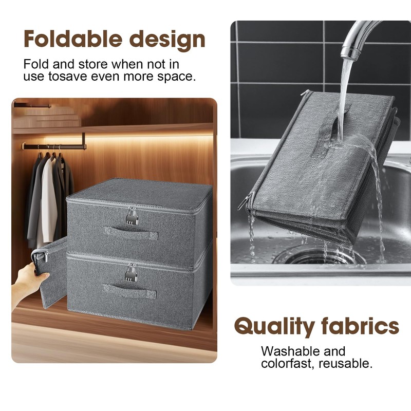 Lockable Storage Box, Organizer Bag Bins Case, Box with Lock,