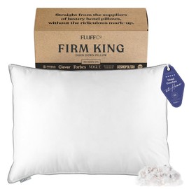 FluffCo FluffCo Zen Pillow Down Pillow with 600 Fill Power White Duck Down - Side Sleeper & Cooling Pillows - Luxury, Hotel-Quality Pillows with 300 Thread Count - 100% Cotton (Firm, King Size -1 Pack)