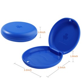 BICASUU (2 Pack) Retainer Case,Solid Orthodontic Retainer Case (Blue)