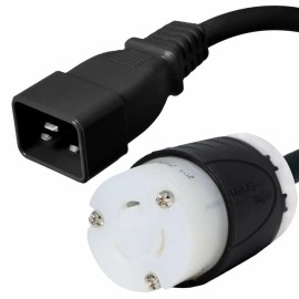 Iron Box IEC C20 to L6-20R Plug Adapter -20A/250V, 12 AWG - Iron Box # IBX-1533 - 10 ft