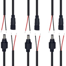 tunghey 6Pack Waterproof DC Power Pigtail Connectors Male Female Pair for LED Strip Light, CCTV Security Camera, DVR, and Other Low Voltage Applications