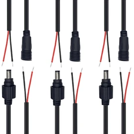 tunghey 6Pack Waterproof DC Power Pigtail Connectors Male Female Pair for LED Strip Light, CCTV Security Camera, DVR, and Other Low Voltage Applications