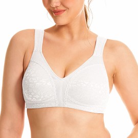 Deyllo Women's Full Cup Minimiser Bra, Non-Underwire, Large Sizes, Bra Classic (White 05-1.95B), White05-1