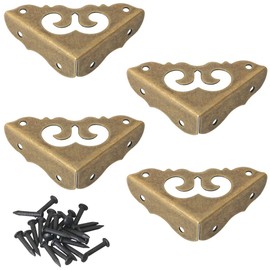 JJHXSM 4PCS 3cm Side Length Antique Copper Wrapped Edge Corner Protector Cabinet Furniture Corner Metal Buffer Decorative Corner Protector for Table and Chair Frame Picture Frame Cabinet Door