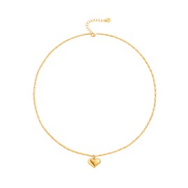 PEARLADA Dainty Gold Heart Necklace for Women, Cute Small Heart Charm Necklace with Adjustable Box Chain, Trendy Love Necklace Valentine’s Gift