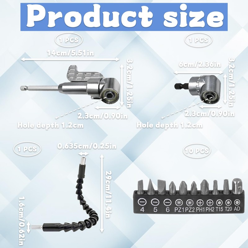 2 Piece Right Angle Drill Attachment, 105 Degree Right Angle