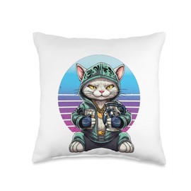 Gangster cat cat with milk cool stylish cats feline charm Throw Pillow