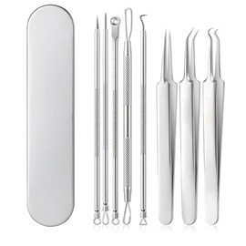 Kit De 8 Herramientas Para Eliminar Puntos Negros: Acero Inoxidable De Grado Médico, Con Pinzas Y Agujas, Extractor De Comedones Para Puntos Blancos, Espinillas Y Manchas Faciales Cuidado De Na