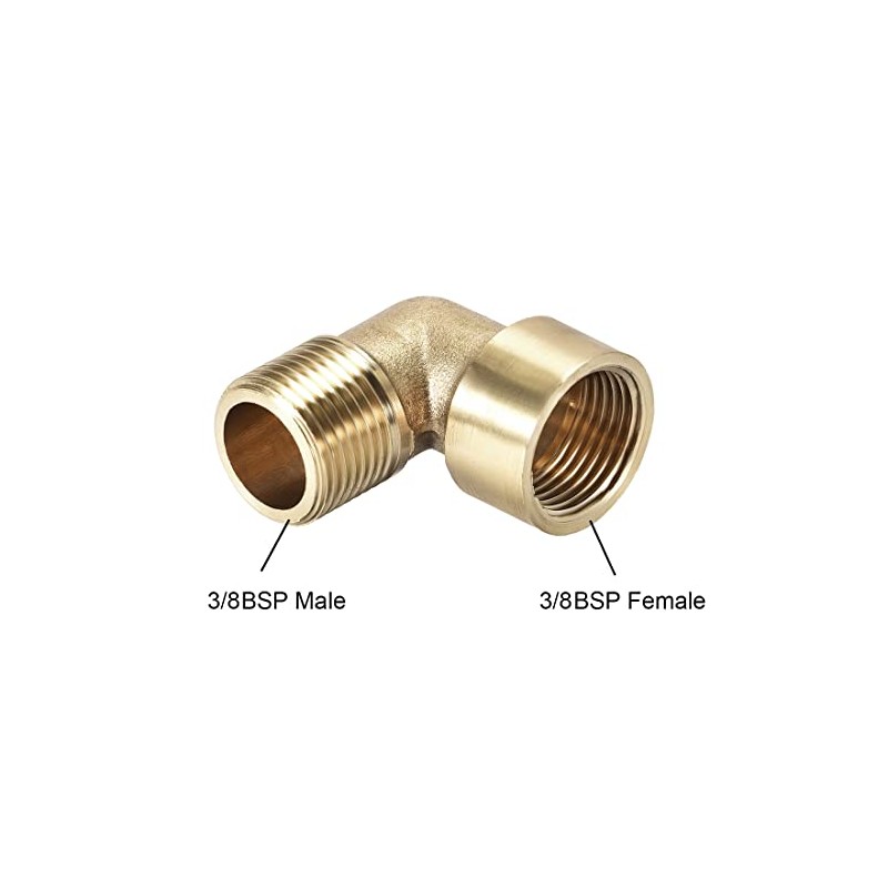 sourcing map Brass Pipe Fitting 90 Degree Elbow 3/8 (BSP)