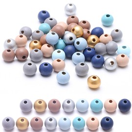 DAHI 400pcs Colorful Round Wooden Beads Wooden Beads Round Blue Assorted Color Natural Wooden Beads for DIY Jewelry Making (Color -12mm)