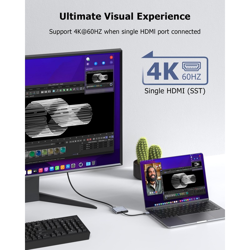 Glomtheia Dual HDMI Adapter for 2 Monitors Extended Display 1
