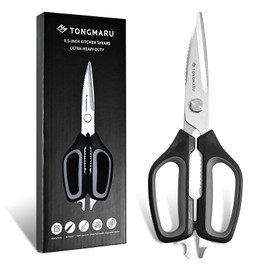 Kitchen Scissors, Super Heavy Duty Kitchen Cooking Scissors with 3.0mm thickness, All Purpose 9.5-inch Shears, Dishwasher Safe, Serrated Blades, Poultry Scissor, Bottle Opener function (1 Pack)