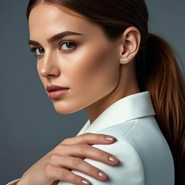 Sterling Silver Leaf & Feather Ear Climber Stud Earrings for Women - Textured Nature Design, Lightweight Hypoallergenic Jewelry for Daily & Special Occasion