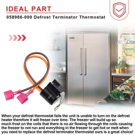 058966-000 Defrost Terminator Thermostat Compatible with Viking Refrigerators/Freezers, Refrigerator Thermostat Replaces AP6040103,PB910259,10442407,V10442407, Refrigerator Freezing Parts Replacement