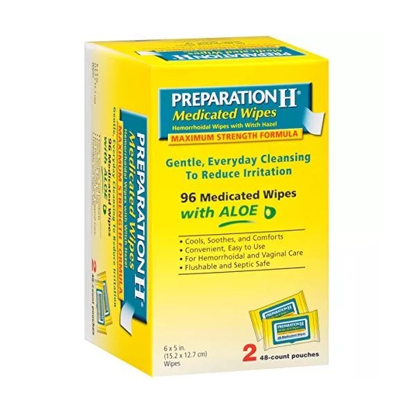 Preparation H Medicated Hemorrhoidal Wipes With Witch Hazel And Aloe