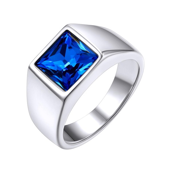 GoldChic Men's Ring, 316L Stainless Steel Personalised Zircon with Birthstone