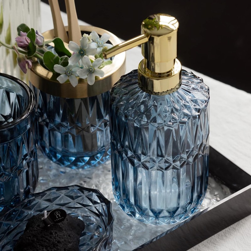 EMPO Clear Glass Soap Dispenser with ABS Plastic Pump, Lotion