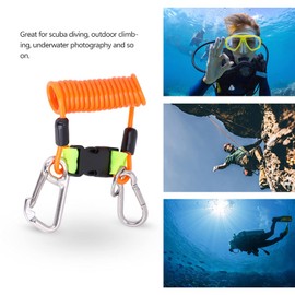 POCREATION Cordón de Buceo con Clip de Acero Inoxidable de Liberación Rápida, Herramienta de Emergencia de Seguridad para Cuerda de Resorte Anti Pérdida de Buceo para Cámaras, Luces, (Naranja)