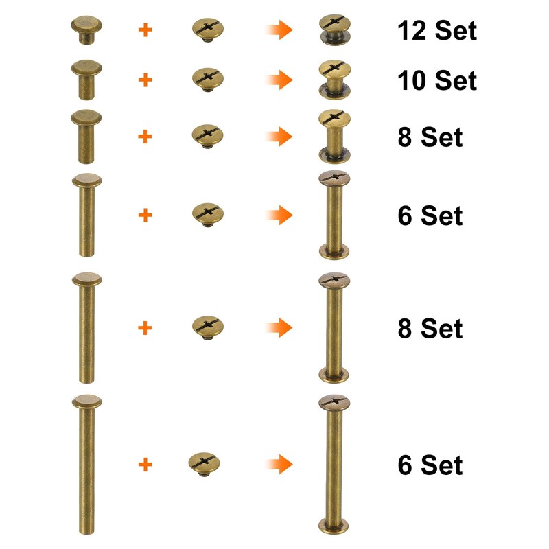 sourcing map 50 Sets Chicago Screw Rivets Metal Phillips Head