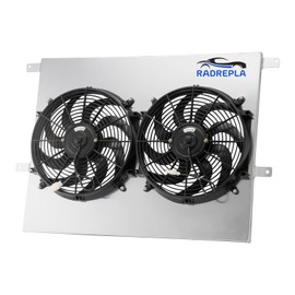 RADREPLA Aluminum Radiator Shroud Fan for 1983-1996 Ford F250 F350 F150 Super Duty 7.3L 6.9L V8 Diesel with Electric Fan 2x14" Fans