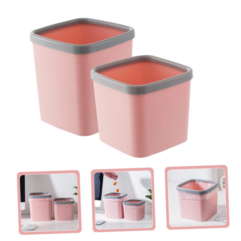 Outanaya 2pcs Desktop Trash Can Waste Bin for No Lid