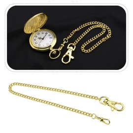 SING F LTD Pocket Watch Chain Vest Chain Albert with Lobster Clasp 14.5 Inch Classic Metal Plating Hanging Watch Chain, Gold, 14.5inch