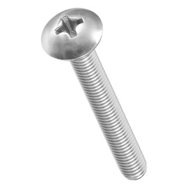 METALLIXITY Machine Screws Phillips Head(3/8"-16x3) 10Pcs, 304 Stainless Steel Round Head Phillips Drive Furniture Bolts - for Woodworking & Furniture Assembly, Silver