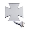 United Pacific-M1006 Chrome Iron Maltese Cross Style Mirror w/Curved Mounting