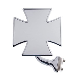 United Pacific-M1006 Chrome Iron Maltese Cross Style Mirror w/Curved Mounting Arm, 4"