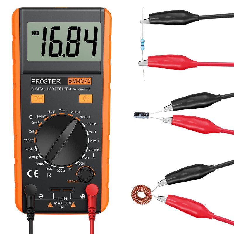 Proster LCR Meter, Capacitive Tester, Inductance, Resistance Measurement, Large LCD