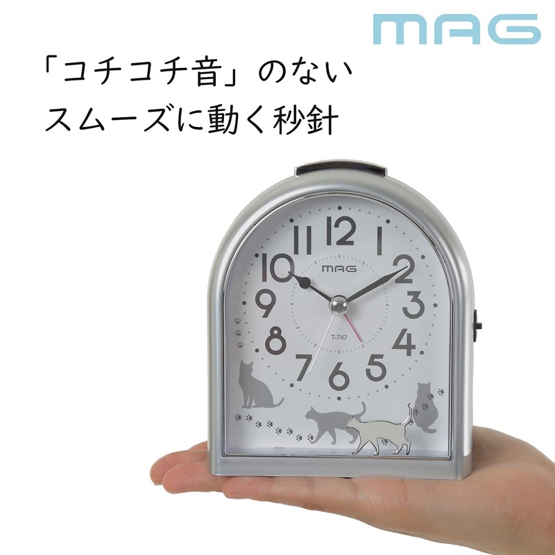 MAG T-747SM-Z Alarm Clock, Cat, Analog, Migrate, Silent, Continuous Second